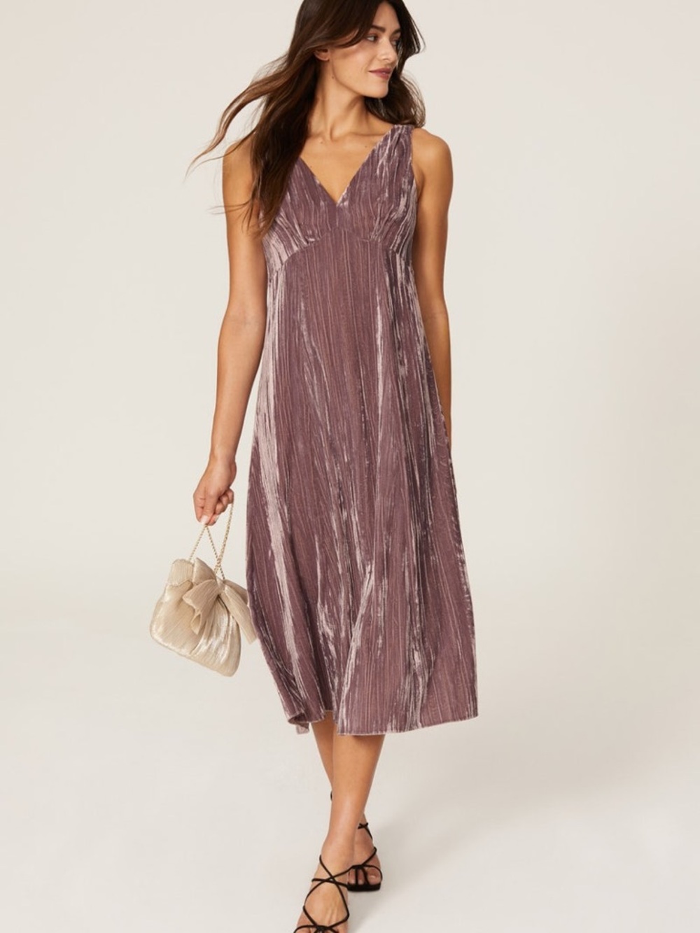 NWT Vince Velvet Pintuck Paneled Dress